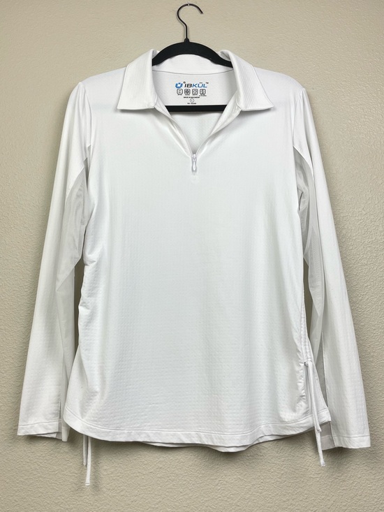 IBKUL Tops - IBKUL Women's Large White Adjustable Long Sleeve Quarter Zip Polo Top UPF 50+